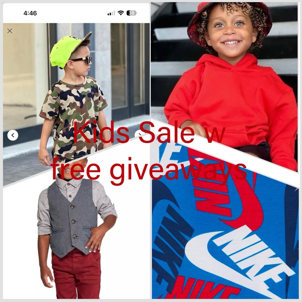 Four kids fashion outfits Nike Red and Blue Logo T-Shirt